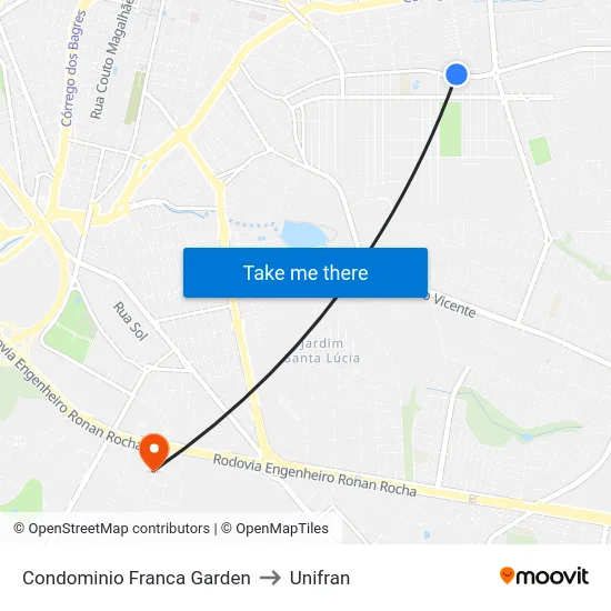 Condominio Franca Garden to Unifran map