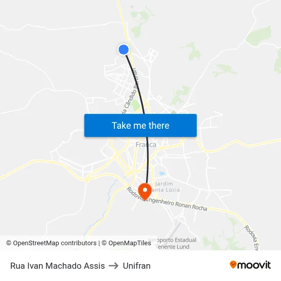 Rua Ivan Machado Assis to Unifran map