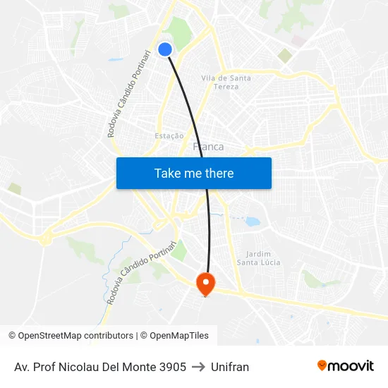 Av. Prof Nicolau Del Monte 3905 to Unifran map