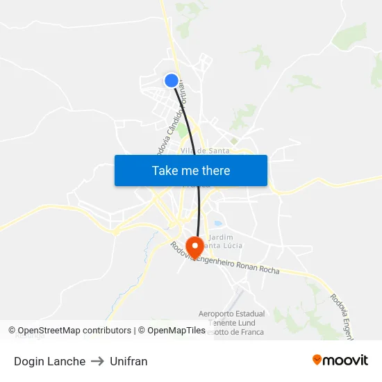 Dogin Lanche to Unifran map