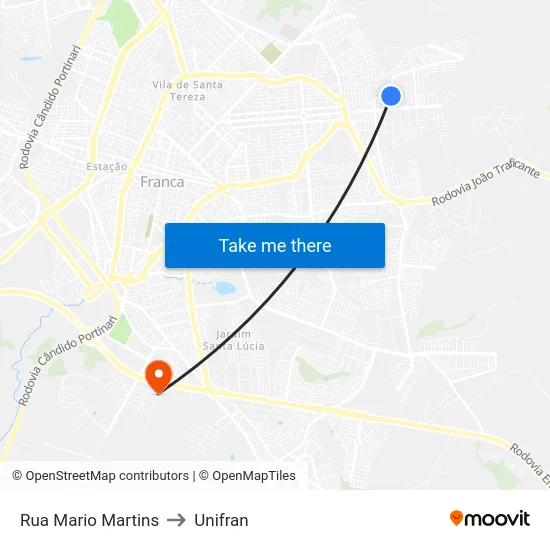 Rua Mario Martins to Unifran map