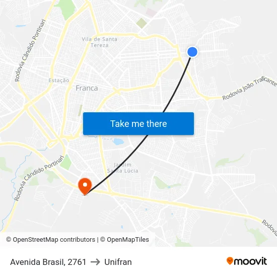 Avenida Brasil, 2761 to Unifran map