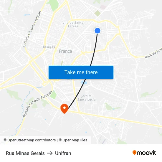 Rua Minas Gerais to Unifran map