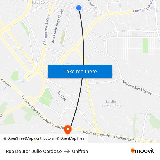 Rua Doutor Júlio Cardoso to Unifran map