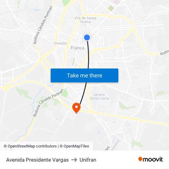 Avenida Presidente Vargas to Unifran map