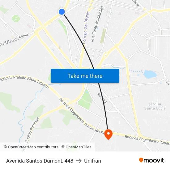 Avenida Santos Dumont, 448 to Unifran map
