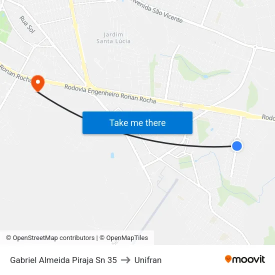 Gabriel Almeida Piraja Sn 35 to Unifran map