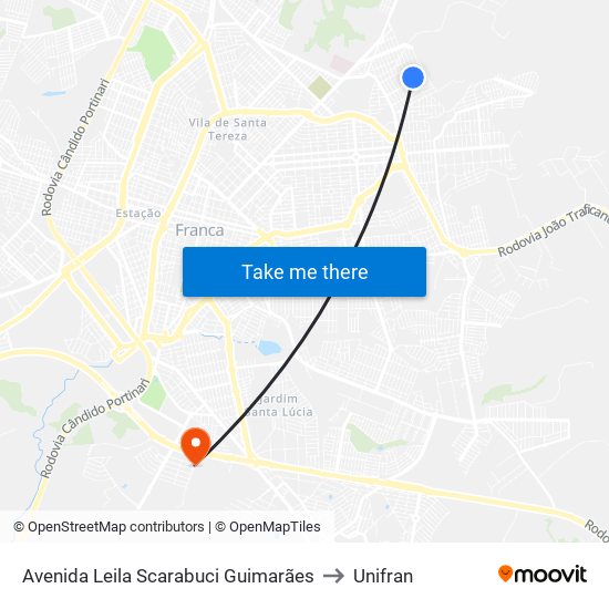 Avenida Leila Scarabuci Guimarães to Unifran map