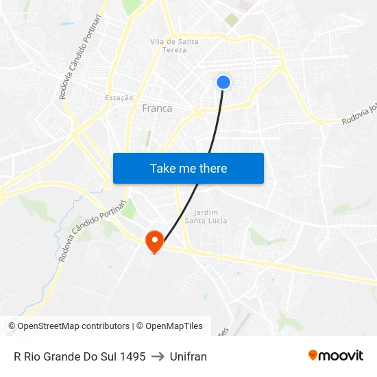R Rio Grande Do Sul 1495 to Unifran map