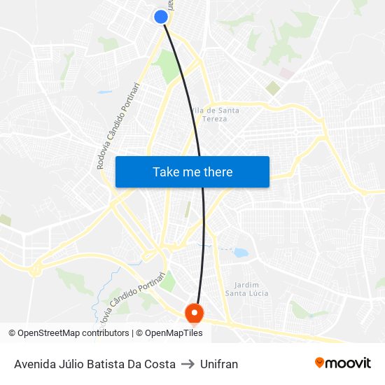 Avenida Júlio Batista Da Costa to Unifran map