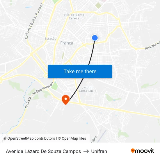 Avenida Lázaro De Souza Campos to Unifran map