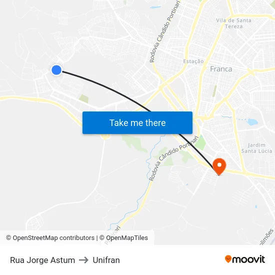 Rua Jorge Astum to Unifran map