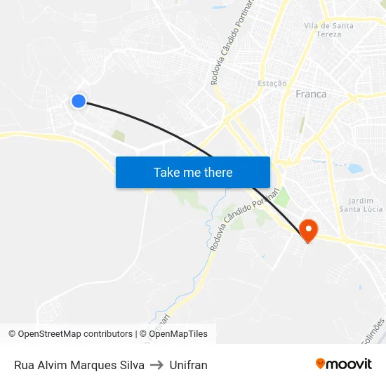 Rua Alvim Marques Silva to Unifran map