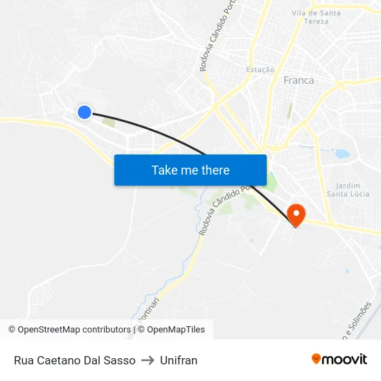 Rua Caetano Dal Sasso to Unifran map