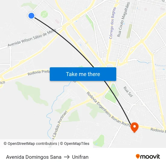 Avenida Domingos Sana to Unifran map