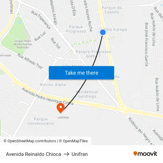 Avenida Reinaldo Chioca to Unifran map