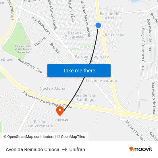 Avenida Reinaldo Chioca to Unifran map