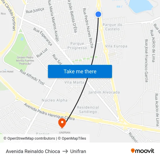 Avenida Reinaldo Chioca to Unifran map