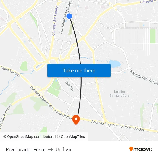 Rua Ouvidor Freire to Unifran map