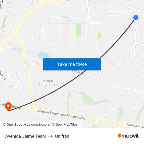 Avenida Jaime Telini to Unifran map