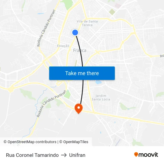 Rua Coronel Tamarindo to Unifran map
