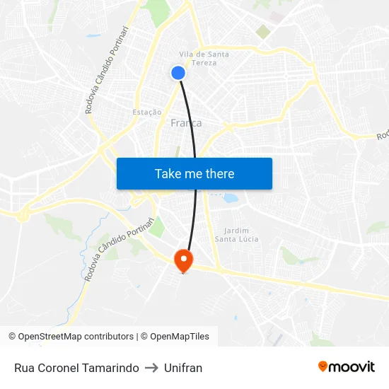 Rua Coronel Tamarindo to Unifran map