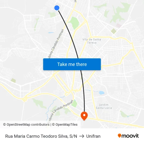 Rua Maria Carmo Teodoro Silva, S/N to Unifran map