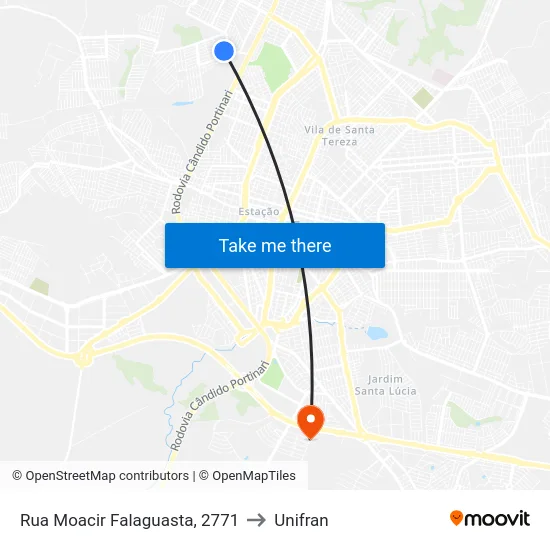Rua Moacir Falaguasta, 2771 to Unifran map