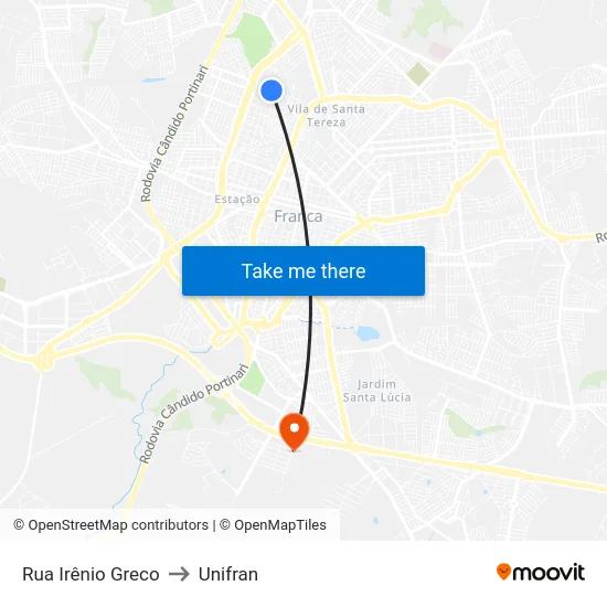 Rua Irênio Greco to Unifran map