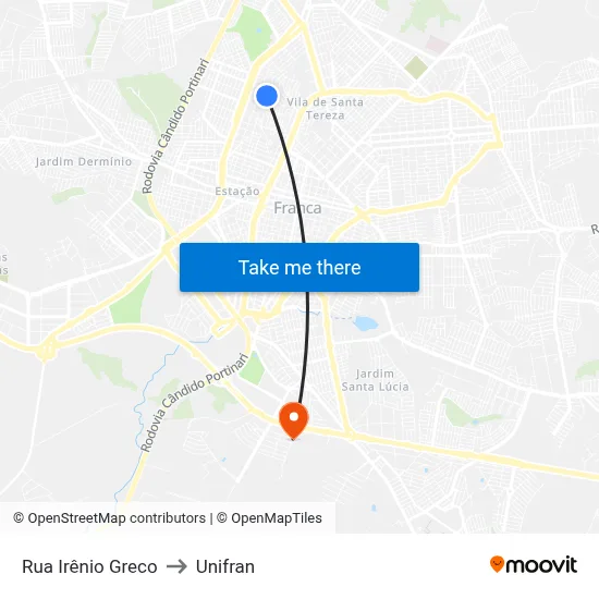 Rua Irênio Greco to Unifran map