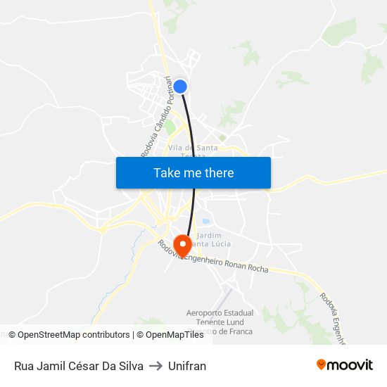 Rua Jamil César Da Silva to Unifran map