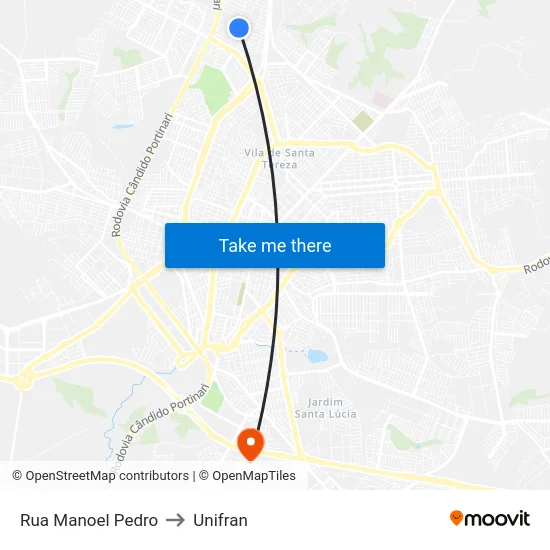 Rua Manoel Pedro to Unifran map