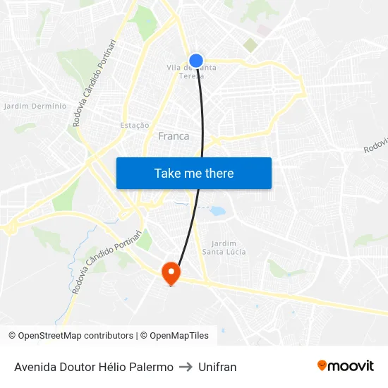 Avenida Doutor Hélio Palermo to Unifran map
