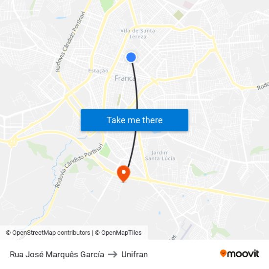 Rua José Marquês García to Unifran map