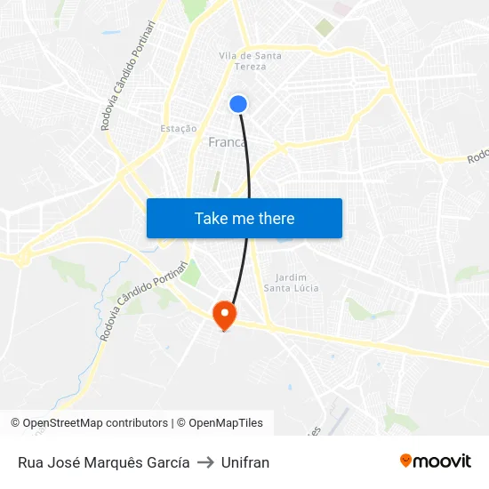 Rua José Marquês García to Unifran map