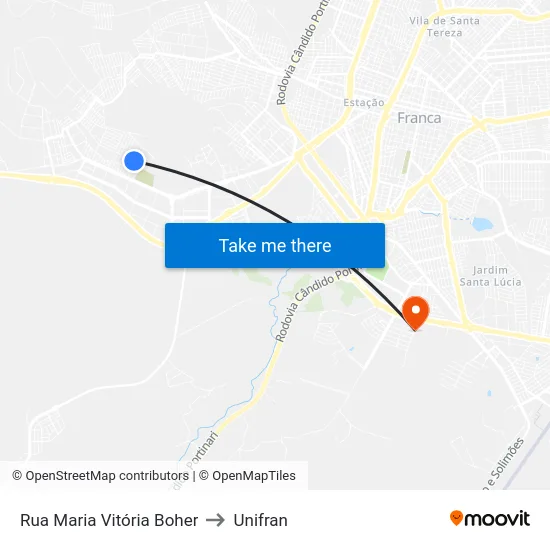 Rua Maria Vitória Boher to Unifran map