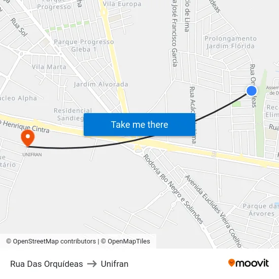 Rua Das Orquídeas to Unifran map