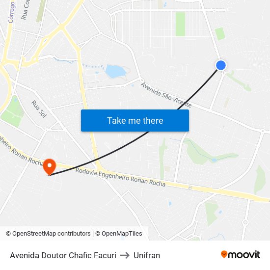 Avenida Doutor Chafic Facuri to Unifran map