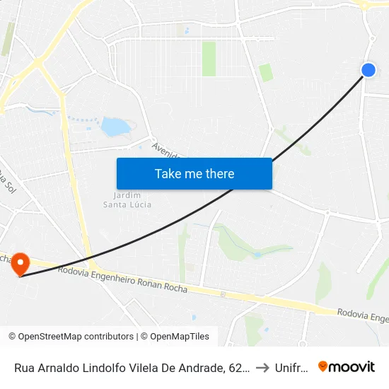 Rua Arnaldo Lindolfo Vilela De Andrade, 6240 to Unifran map