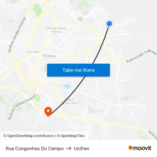 Rua Congonhas Do Campo to Unifran map