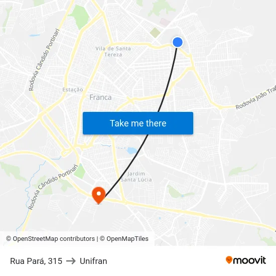 Rua Pará, 315 to Unifran map