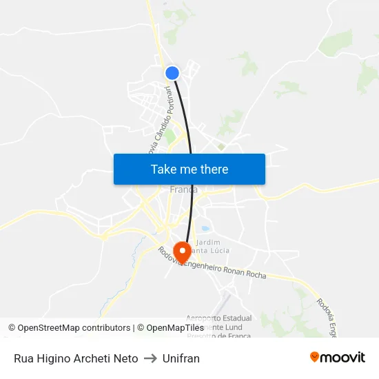 Rua Higino Archeti Neto to Unifran map