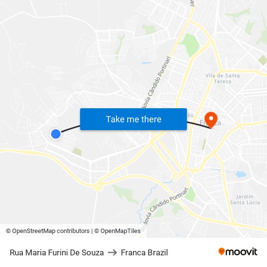 Rua Maria Furini De Souza to Franca Brazil map