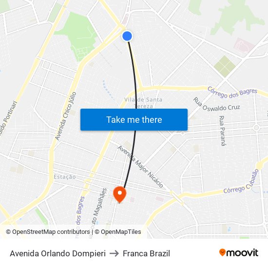 Avenida Orlando Dompieri to Franca Brazil map