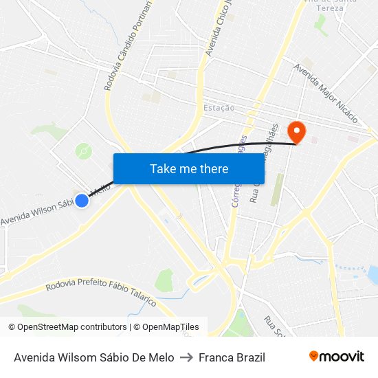 Avenida Wilsom Sábio De Melo to Franca Brazil map