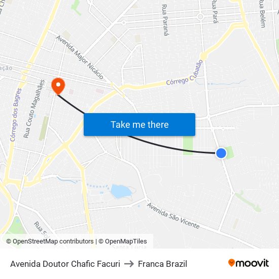 Avenida Doutor Chafic Facuri to Franca Brazil map