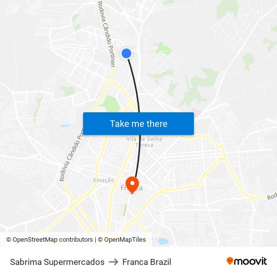 Sabrima Supermercados to Franca Brazil map