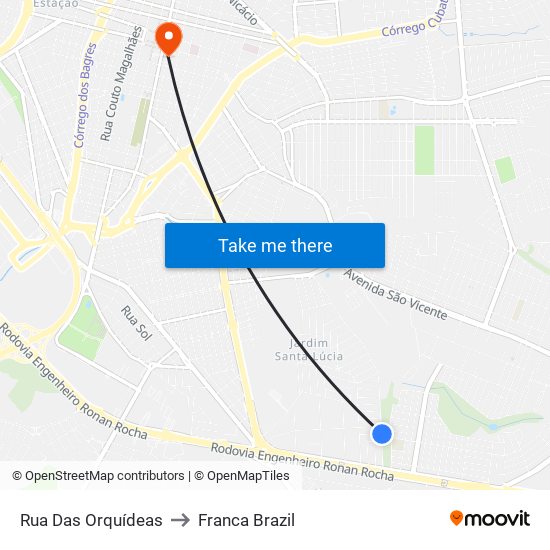 Rua Das Orquídeas to Franca Brazil map