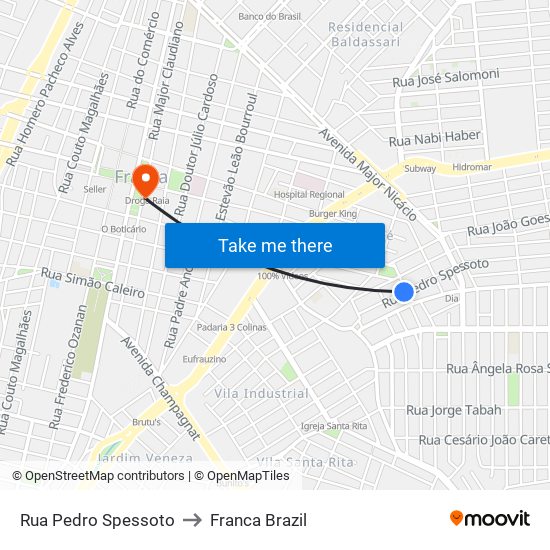 Rua Pedro Spessoto to Franca Brazil map