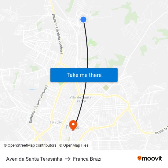 Avenida Santa Teresinha to Franca Brazil map